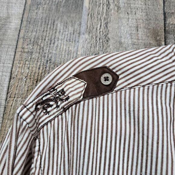 5/$25 English Laundry Vintage Y2K Brown and White Pinstripe Embroidered - Picture 2 of 10